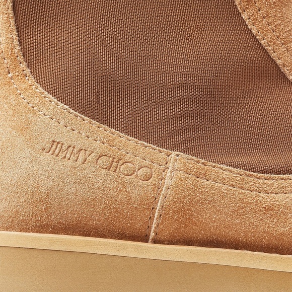 JIMMY CHOO Tan Clayton Chelsea Boots Suede Ankle-high Caramel Size 39.5 EU - Picture 10 of 16